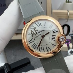 Đồng Hồ Cartier Ballon Blanc Chế Tác Mặt Xám Dây Da Xưởng AF 30mm (2)