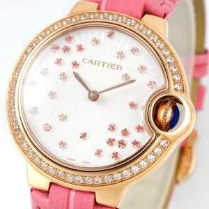 Đồng Hồ Cartier Ballon Bleu De Cartier Replica 11 Mặt Trắng Viền Đính Đá 33mm (2)