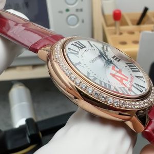 Đồng Hồ Cartier Ballon Bleu Rep 11 Nữ Mặt Trắng Viền Đính Đá Xưởng AF 33mm (2)