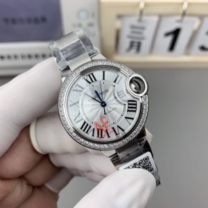 Đồng Hồ Cartier Ballon Bleu Rep 11 Viền Đính Đá Máy Cơ Tự Động Xưởng AF 33mm (2)