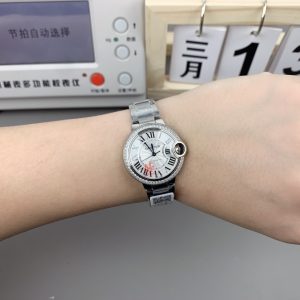 Đồng Hồ Cartier Ballon Bleu Rep 11 Viền Đính Đá Máy Cơ Tự Động Xưởng AF 33mm (2)