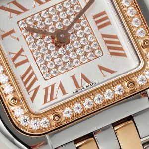 Đồng Hồ Cartier Panthere Chế Tác Mặt Trắng Vỏ Demi Vàng Hồng 22x30mm (2)