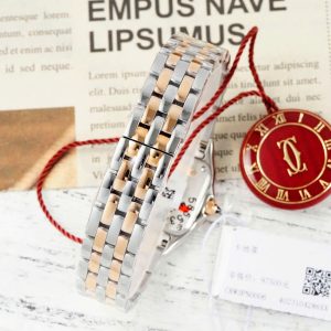 Đồng Hồ Cartier Panthere Chế Tác Mặt Trắng Vỏ Demi Vàng Hồng 22x30mm (2)