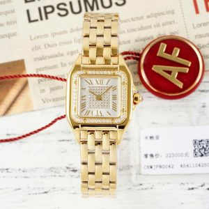 Đồng Hồ Cartier Panthere Rep Cao Cấp Mặt Trắng Vỏ Mạ Vàng 22x30mm (2)