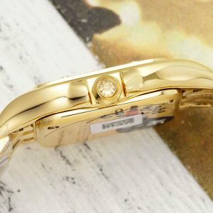 Đồng Hồ Cartier Panthere Rep Cao Cấp Mặt Trắng Vỏ Mạ Vàng 22x30mm (2)