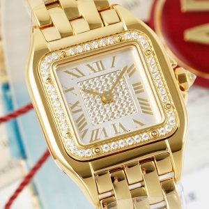 Đồng Hồ Cartier Panthere Rep Cao Cấp Mặt Trắng Vỏ Mạ Vàng 22x30mm (2)