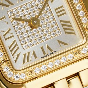 Đồng Hồ Cartier Panthere Rep Cao Cấp Mặt Trắng Vỏ Mạ Vàng 22x30mm (2)