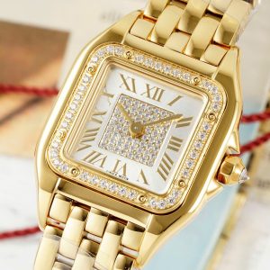 Đồng Hồ Cartier Panthere Rep Cao Cấp Mặt Trắng Vỏ Mạ Vàng 22x30mm (2)