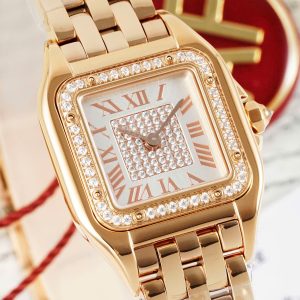 Đồng Hồ Cartier Panthere Replica Cao Cấp Mặt Trắng Vỏ Mạ Vàng Hồng 22x30mm (2)
