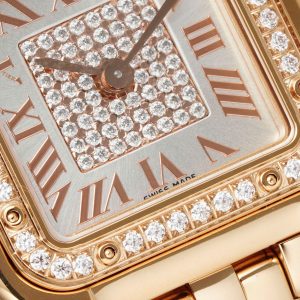 Đồng Hồ Cartier Panthere Replica Cao Cấp Mặt Trắng Vỏ Mạ Vàng Hồng 22x30mm (2)