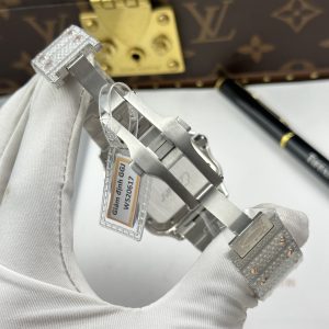 Đồng Hồ Cartier Santos Nam Rep Cao Cấp Nhà Máy Đính Full Moissanite HongKong Mặt Vàng Hồng 39 (2)