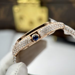 Đồng Hồ Cartier Santos Replica 11 Vỏ Màu Vàng Hồng Nhà Máy Đính Full Moissanite 39 (2)