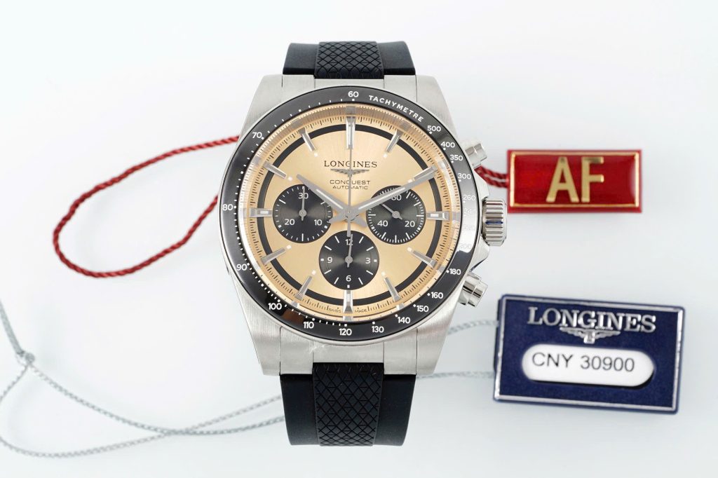 Đồng Hồ Longines Conquest Chế Tác Mặt Số Màu Be Dây Cao Su Nhà Máy AF 42mm (2)
