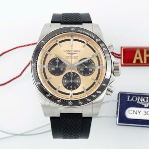 Đồng Hồ Longines Conquest Chế Tác Mặt Số Màu Be Dây Cao Su Nhà Máy AF 42mm (2)