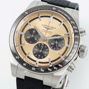 Đồng Hồ Longines Conquest Chế Tác Mặt Số Màu Be Dây Cao Su Nhà Máy AF 42mm (2)