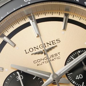 Đồng Hồ Longines Conquest Chế Tác Mặt Số Màu Be Dây Cao Su Nhà Máy AF 42mm (2)