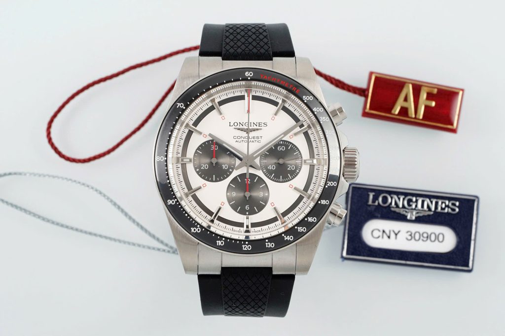 Đồng Hồ Longines Conquest Chế Tác Mặt Trắng Dây Cao Su Nhà Máy AF 42mm (2)