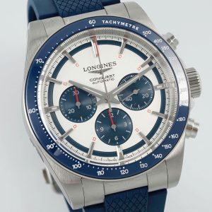 Đồng Hồ Longines Conquest Chế Tác Mặt Trắng Viền Xanh Dương Nhà Máy AF 42mm (2)