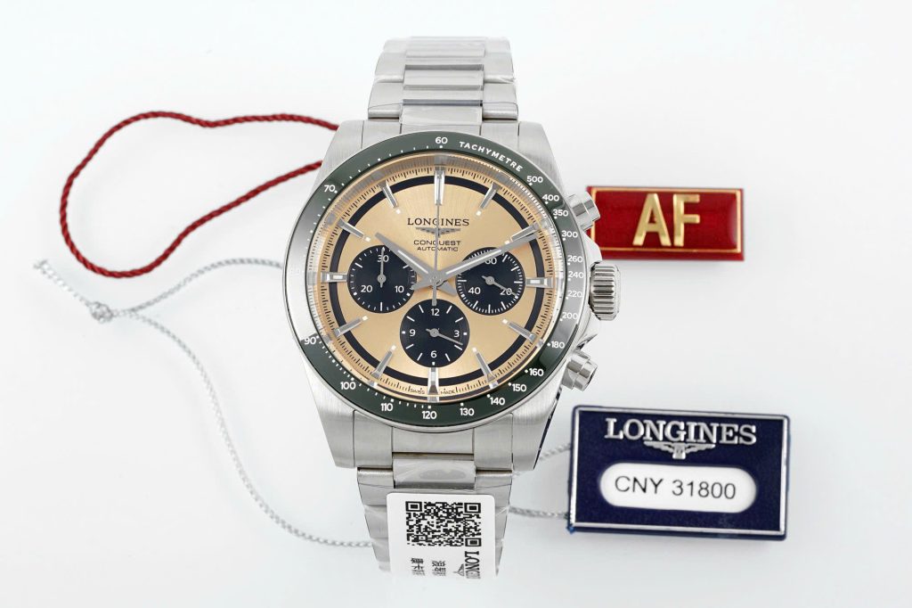 Đồng Hồ Longines Conquest Rep 11 Mặt Số Màu Be Dây Kim Loại Nhà Máy AF 42mm (2)