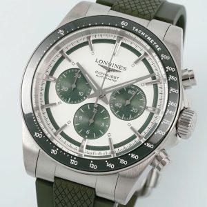 Đồng Hồ Longines Conquest Replica 11 Dây Cao Su Màu Xanh Quân Đội Nhà Máy AF 42mm (2)