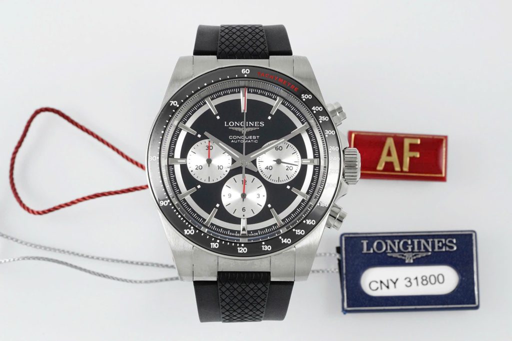 Đồng Hồ Longines Conquest Replica 11 Màu Den Dây Cao Su Nhà Máy AF 42mm (1)