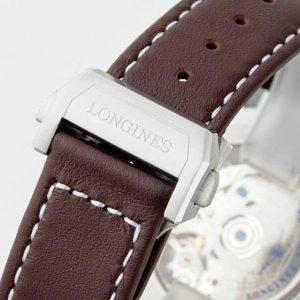 Đồng Hồ Longines Spirit Rep 11 Mặt Đen Dây Da Nâu 42mm (2)