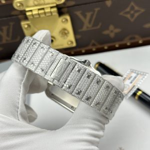 Đồng Hồ Nam Cartier Santos Replica 11 Nhà Máy Đính Full Kim Cương Moissanite 39 (2)