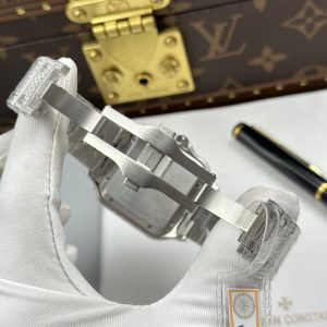 Đồng Hồ Nam Cartier Santos Replica 11 Nhà Máy Đính Full Kim Cương Moissanite 39 (2)