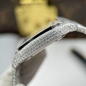 Đồng Hồ Nam Cartier Santos Replica 11 Nhà Máy Đính Full Kim Cương Moissanite 39 (2)