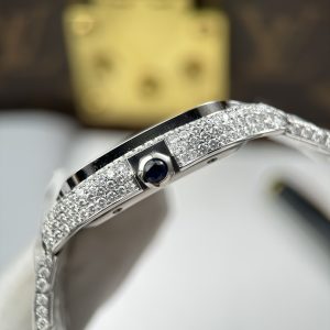 Đồng Hồ Nam Cartier Santos Replica 11 Nhà Máy Đính Full Kim Cương Moissanite 39 (2)
