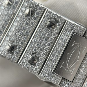 Đồng Hồ Nam Cartier Santos Replica 11 Nhà Máy Đính Full Kim Cương Moissanite 39 (2)