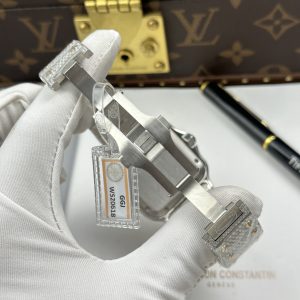 Đồng Hồ Nam Cartier Santos Replica 11 Nhà Máy Đính Full Moissanite Mặt Vàng 39 (2)