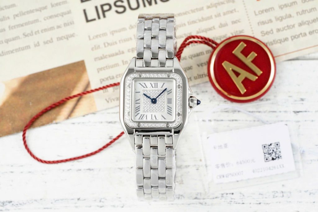 Đồng Hồ Nữ Cartier Panthere Chế Tác Mặt Trắng Máy Pin Thuỵ Sỹ 22x30mm (2)