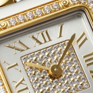 Đồng Hồ Nữ Cartier Panthere Chế Tác Mặt Trắng Viền Đính Đá CZ 22x30mm (2)
