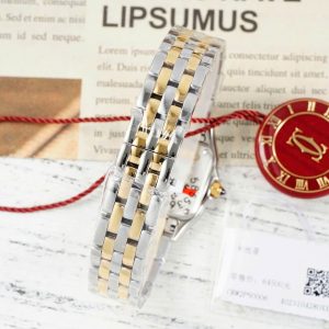 Đồng Hồ Nữ Cartier Panthere Chế Tác Mặt Trắng Viền Đính Đá CZ 22x30mm (2)