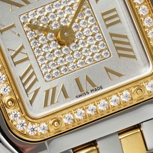 Đồng Hồ Nữ Cartier Panthere Chế Tác Mặt Trắng Viền Đính Đá CZ 22x30mm (2)