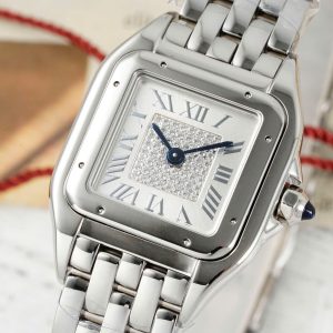 Đồng Hồ Nữ Cartier Panthere Replica 11 Mặt Số Đính Đá Dây Kim Loại 22x30mm (2)