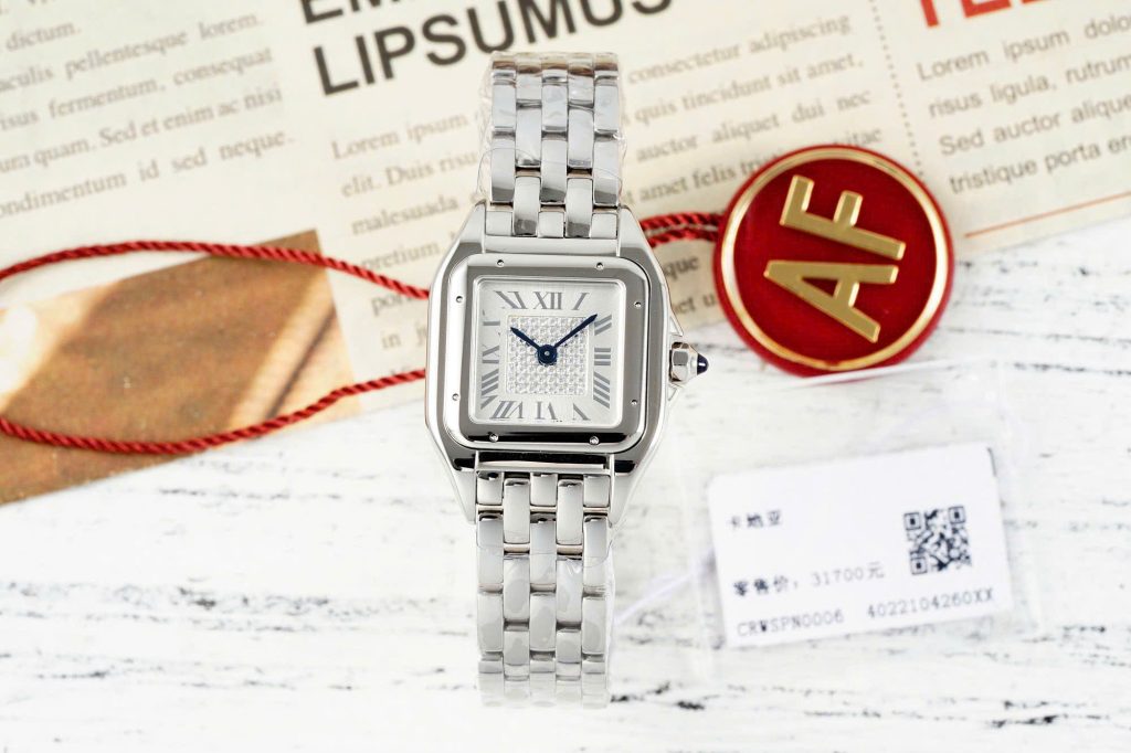 Đồng Hồ Nữ Cartier Panthere Replica 11 Mặt Số Đính Đá Dây Kim Loại 22x30mm (2)