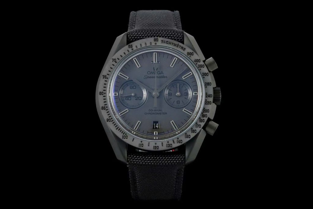 Đồng Hồ Omega Replica 11 SpeedMaster Dark Side Of The Moon Vỏ Gốm Đen Dây Vải 44mm (2)