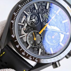 Đồng Hồ Omega Speedmaster Dark Side of the Moon Vỏ Gốm Đen Dây Da Replica Cao Cấp 44mm (2)