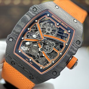 Đồng Hồ Richard Mille RM 67-02 McLaren Lando Norris Replica 11 Vỏ Carbon Siêu Nhẹ Dây Vải Màu Cam 38.7x47 (2)