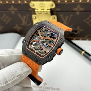 Đồng Hồ Richard Mille RM 67-02 McLaren Lando Norris Replica 11 Vỏ Carbon Siêu Nhẹ Dây Vải Màu Cam 38.7x47 (2)
