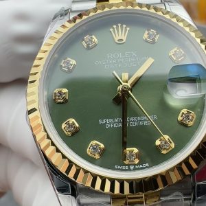 Đồng Hồ Rolex DateJust Nữ Chế Tác Mặt Xanh Lá Cây Dây Kim Loại Nhà Máy GS 31mm (1)