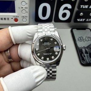 Đồng Hồ Rolex DateJust Replica 11 Mặt Xám Máy Cơ Thuỵ Sỹ Nữ 31mm (2)