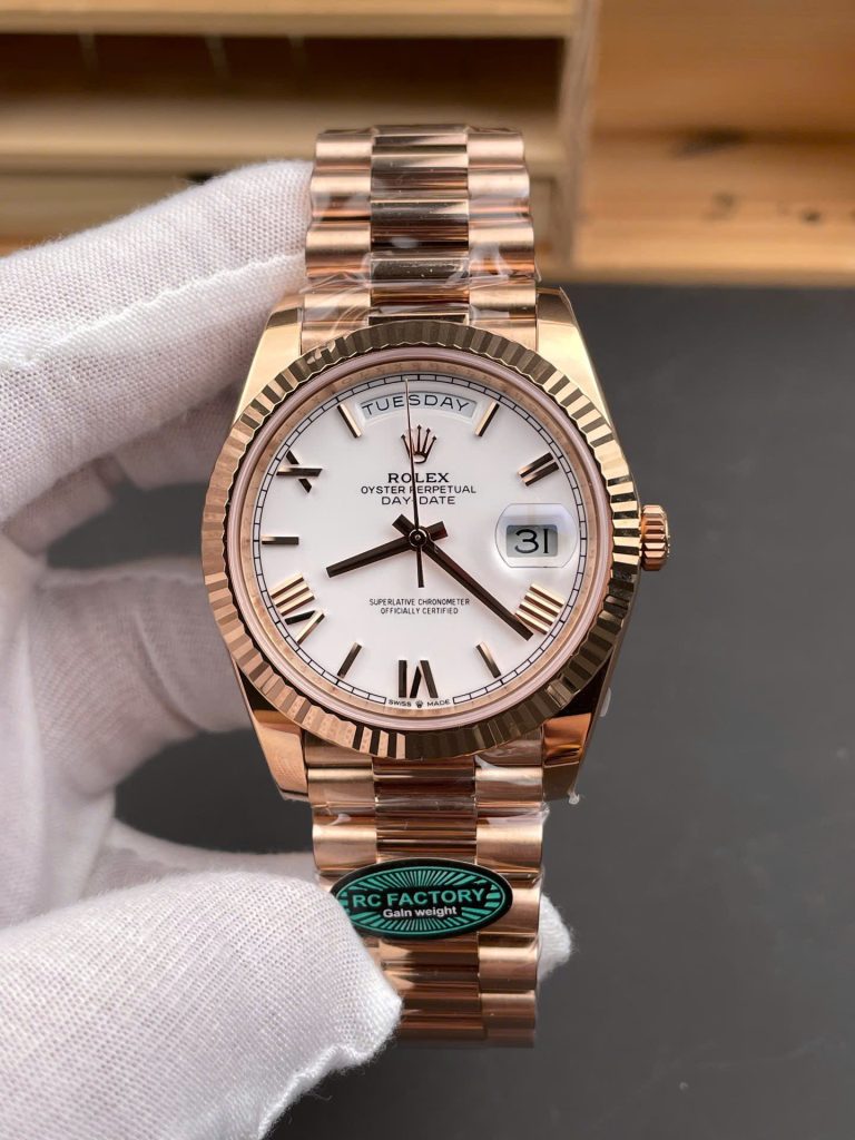 Đồng Hồ Rolex Day-Date Chế Tác Mặt Trắng Bộ Máy Calibre 3255 Xưởng RC 40mm (2)