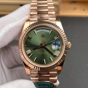 Đồng Hồ Rolex Day-Date Chế Tác Mặt Xanh Mint Bộ Máy Calibre 3255 Xưởng RC 40mm (2)