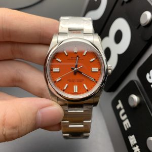 Đồng Hồ Rolex Oyster Perpetual Chế Tác Mặt Số Màu Cam Nhà Máy VS 36mm (2)