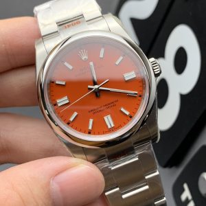 Đồng Hồ Rolex Oyster Perpetual Chế Tác Mặt Số Màu Cam Nhà Máy VS 36mm (2)