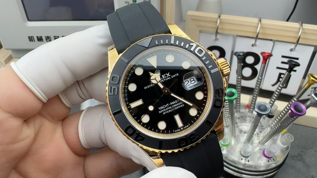 Đồng Hồ Rolex Yacht-Master 226658 Replica 11 Mặt Đen Vỏ Mạ Vàng Nhà Máy VS 42mm (2)