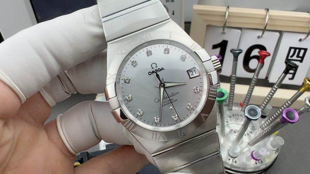 Đồng Hồ Omega Constellation Replica 11 Mặt Xám Bạc Máy Cơ Thuỵ Sỹ 38mm (2)